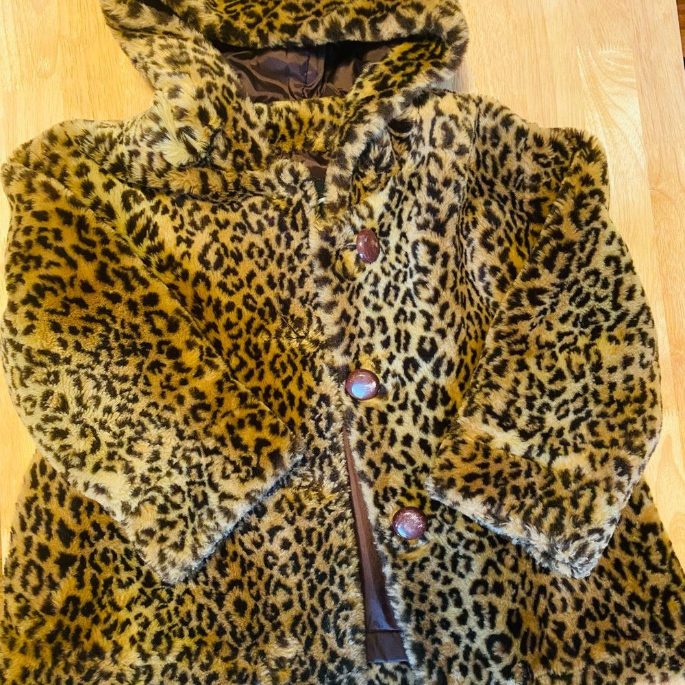 Girls Leopard Coat Large